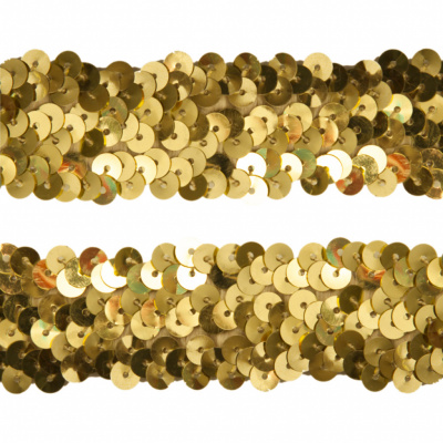 Тесьма с пайетками D16, шир. 30 мм/уп. 25+/-1 м, цвет золото - купить в Иркутске. Цена: 1 087.39 руб.