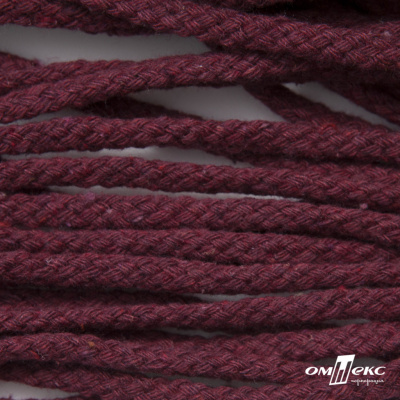Шнур плетеный d-6 мм круглый, 70% хлопок 30% полиэстер, уп.90+/-1 м, цв.1070-бордовый - купить в Иркутске. Цена: 588 руб.