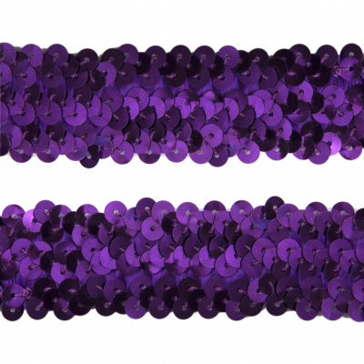 Тесьма с пайетками 12, шир. 30 мм/уп. 25+/-1 м, цвет фиолет - купить в Иркутске. Цена: 1 098.48 руб.
