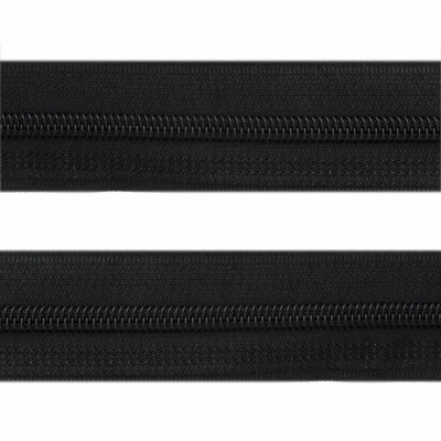 Рулонная молния с покрытием PVC спираль тип 3 (упак.270м) -черная с полосой СВО - купить в Иркутске. Цена: 12.74 руб.