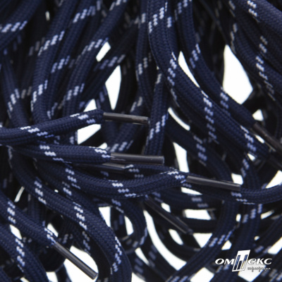 Шнурки #107-19, круглые 130 см, двухцветные цв.тём.синий/белый - купить в Иркутске. Цена: 22.14 руб.