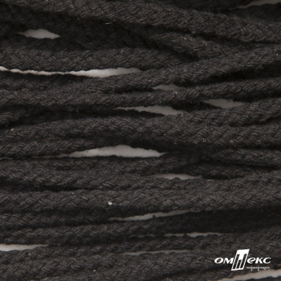 Шнур плетеный d-6 мм круглый, 70% хлопок 30% полиэстер, уп.90+/-1 м, цв.1078-черный - купить в Иркутске. Цена: 588 руб.