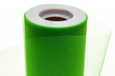 Фатин в шпульках 16-146, 10 гр/м2, шир. 15 см (в нам. 25+/-1 м), цвет зелёный - купить в Иркутске. Цена: 100.69 руб.