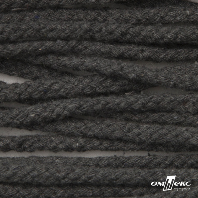 Шнур плетеный d-6 мм круглый, 70% хлопок 30% полиэстер, уп.90+/-1 м, цв.1088-т.серый - купить в Иркутске. Цена: 588 руб.
