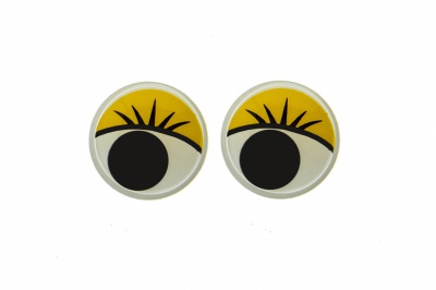 Глазки для игрушек, круглые, с бегающими зрачками, 12 мм/упак.50+/-2 шт, цв. -желтый - купить в Иркутске. Цена: 96.01 руб.