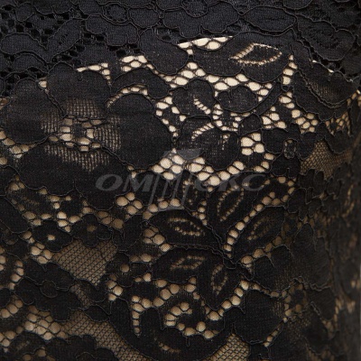 Кружевное полотно #3378, 150 гр/м2, шир.150см, цвет чёрный - купить в Иркутске. Цена 370.97 руб.