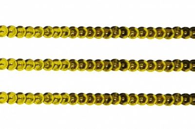 Пайетки "ОмТекс" на нитях, SILVER-BASE, 6 мм С / упак.73+/-1м, цв. А-1 - т.золото - купить в Иркутске. Цена: 468.37 руб.