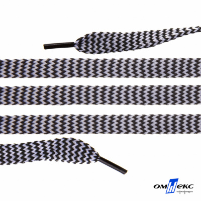 Шнурки #107-07, плоские 130 см, двухцветные цв.серый/чёрный - купить в Иркутске. Цена: 23.03 руб.