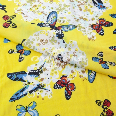 Плательная ткань "Софи" 7.2, 75 гр/м2, шир.150 см, принт бабочки - купить в Иркутске. Цена 241.49 руб.