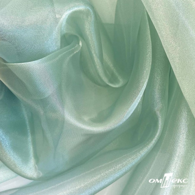 Ткань органза, 100% полиэстр, 28г/м2, шир. 150 см, цв. #104 светло-зеленый - купить в Иркутске. Цена 86.24 руб.