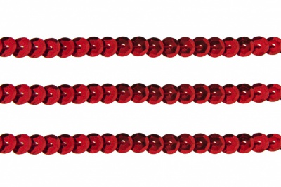 Пайетки "ОмТекс" на нитях, SILVER-BASE, 6 мм С / упак.73+/-1м, цв. 3 - красный - купить в Иркутске. Цена: 468.37 руб.