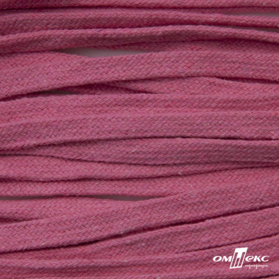 Шнур плетеный d-8 мм плоский, 70% хлопок 30% полиэстер, уп.85+/-1 м, цв.1029-розовый - купить в Иркутске. Цена: 735 руб.