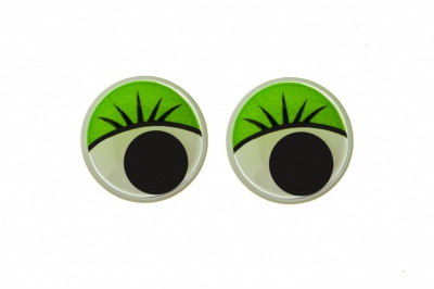 Глазки для игрушек, круглые, с бегающими зрачками, 15 мм/упак.50+/-2 шт, цв. -зеленый - купить в Иркутске. Цена: 113.01 руб.