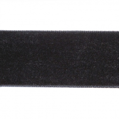 Лента бархатная нейлон, шир.25 мм, (упак. 45,7м), цв.03-черный - купить в Иркутске. Цена: 800.84 руб.