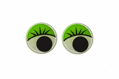 Глазки для игрушек, круглые, с бегающими зрачками, 12 мм/упак.50+/-2 шт, цв. -зеленый - купить в Иркутске. Цена: 96.01 руб.