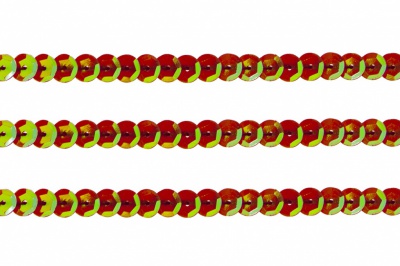 Пайетки "ОмТекс" на нитях, CREAM, 6 мм С / упак.73+/-1м, цв. 96 - красный - купить в Иркутске. Цена: 484.77 руб.