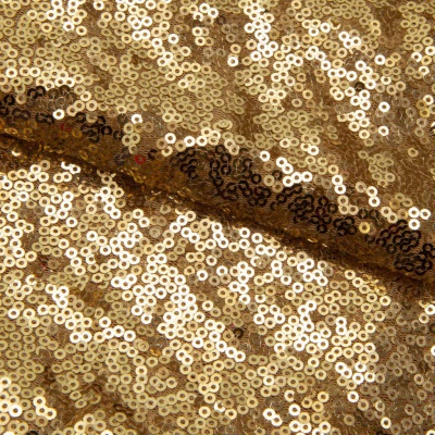 Сетка с пайетками №3, 188 гр/м2, шир.140см, цвет золотой - купить в Иркутске. Цена 454.12 руб.