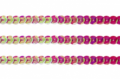 Пайетки "ОмТекс" на нитях, CREAM, 6 мм С / упак.73+/-1м, цв. 89 - розовый - купить в Иркутске. Цена: 468.37 руб.
