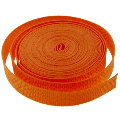 Стропа текстильная, шир. 25 мм (в нам. 50+/-1 ярд), цвет оранжевый - купить в Иркутске. Цена: 409.94 руб.