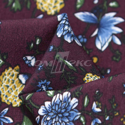 Плательная ткань "Фламенко" 4.1, 80 гр/м2, шир.150 см, принт растительный - купить в Иркутске. Цена 259.21 руб.