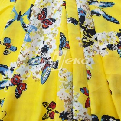 Плательная ткань "Софи" 7.2, 75 гр/м2, шир.150 см, принт бабочки - купить в Иркутске. Цена 241.49 руб.