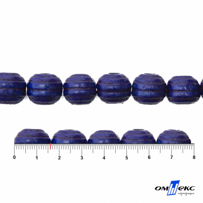 0309-Бусины деревянные "ОмТекс", 16 мм, упак.50+/-3шт, цв.006-синий - купить в Иркутске. Цена: 62.22 руб.